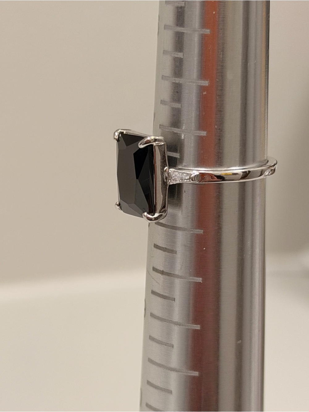 BP NWOT! Sterling Silver Black Emerald-Cut Ring - Picture 2 of 4